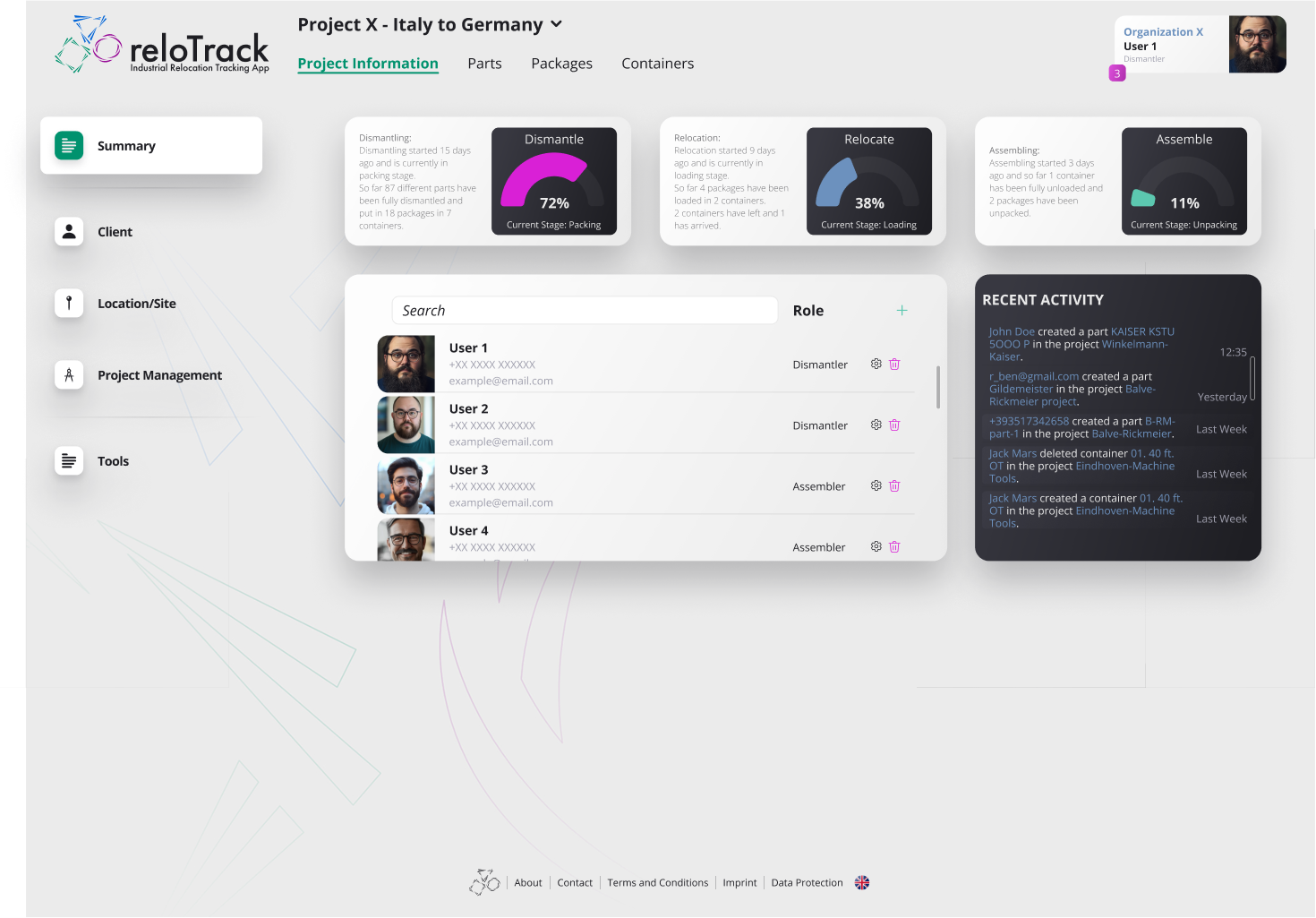 ReloTrack Desktop Dashboard